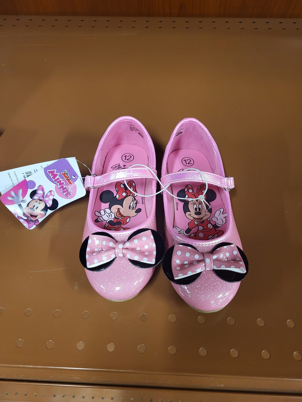 Disney Pink Minnie Mouse Glitter Mary Janes with Bow
